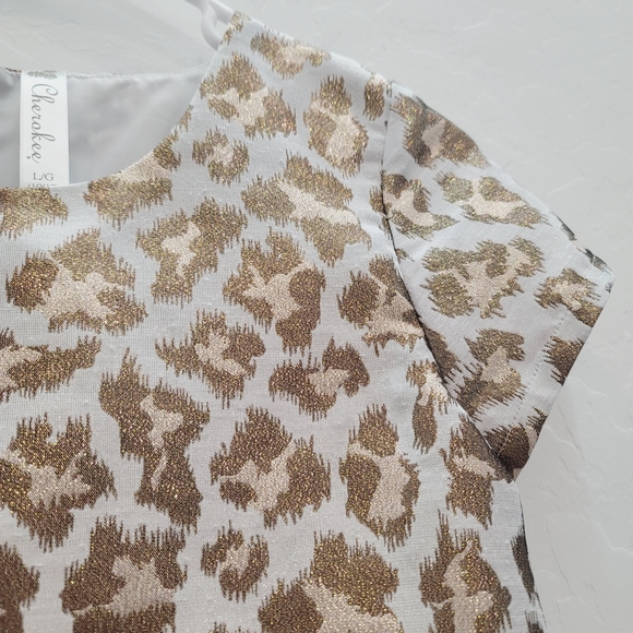 💕 Cherokee Metallic Animal Print Top Girls Size Large 10-12 - Picture 3 of 12